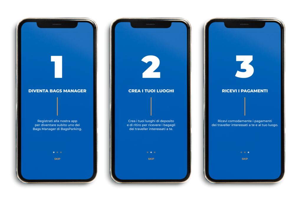 The three steps to become a Bags Manager on the Bags Parking app