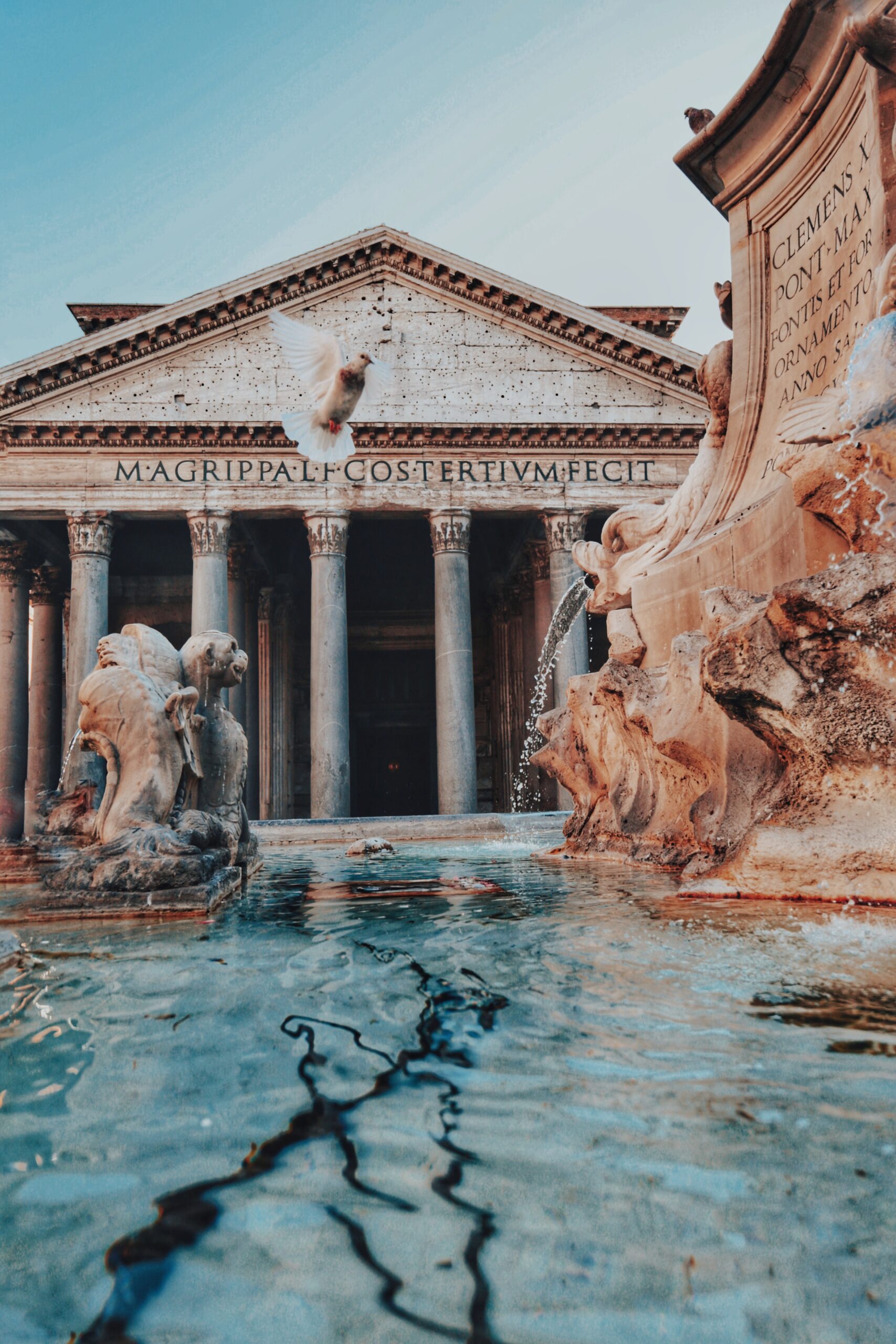 View of the fountain in the Pantheon's Piazza della Rotonda