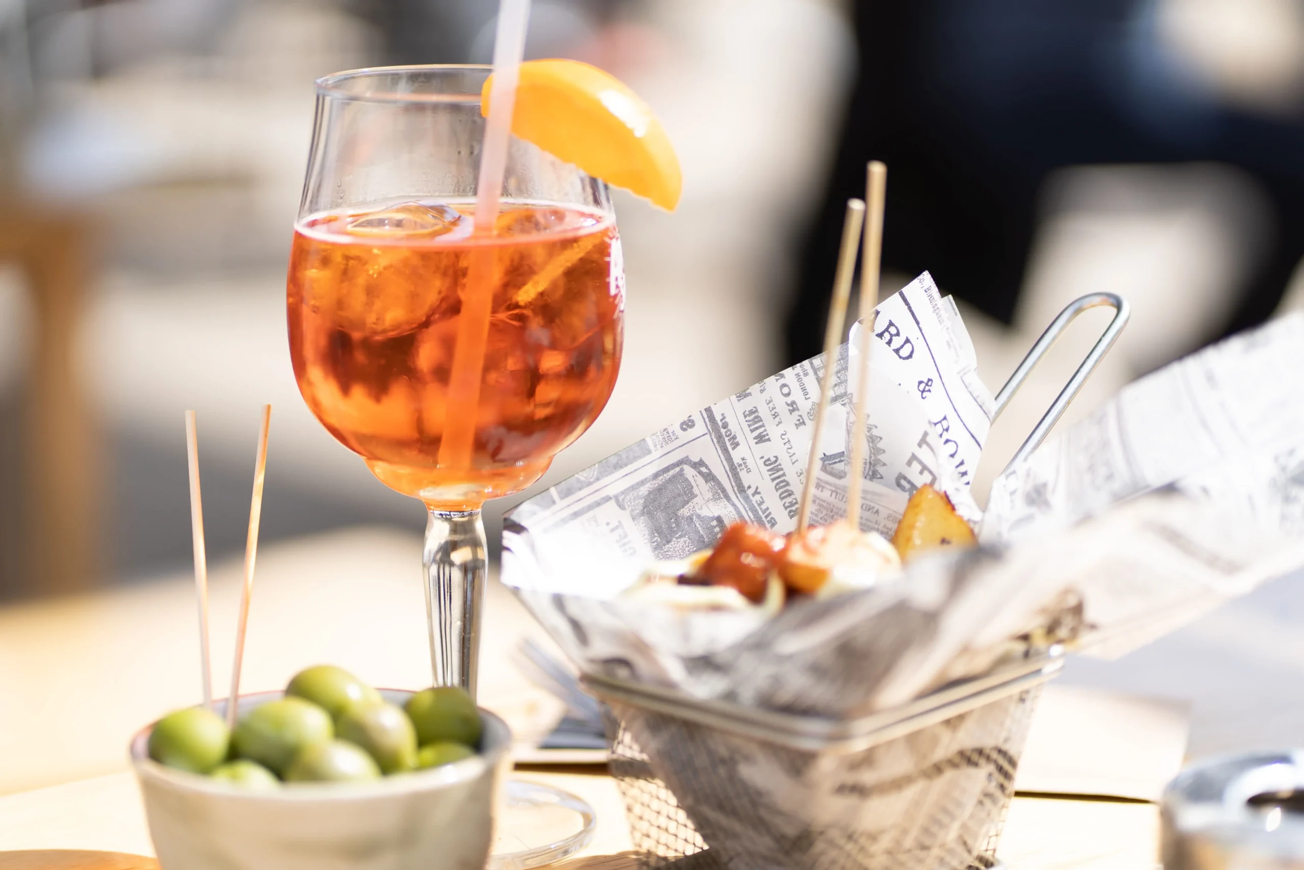 A typical Italian aperitivo: spritz and finger food