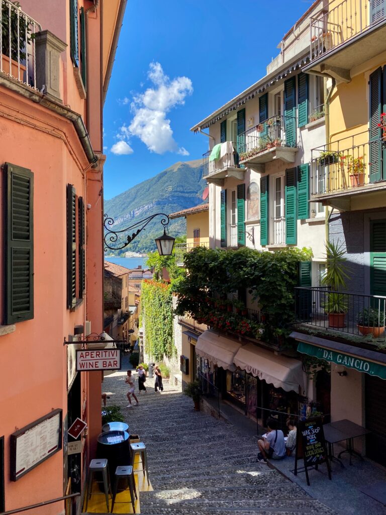 Lake Como, town of Bellagio and the famous cobble stairs
