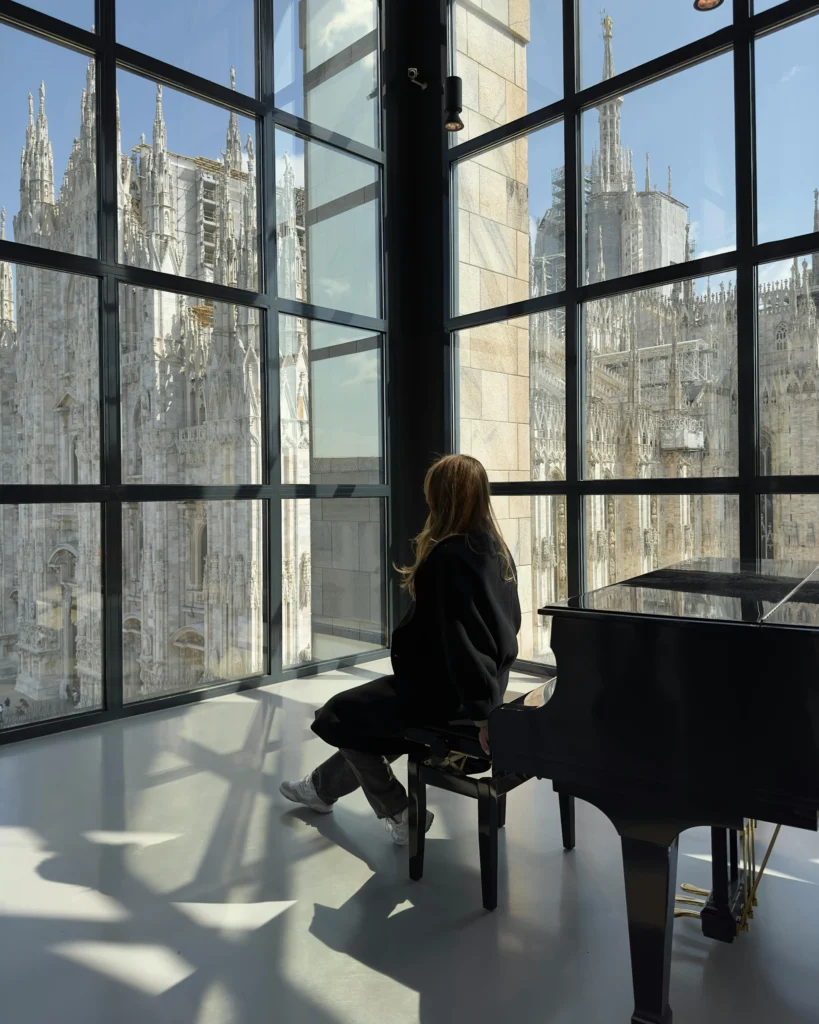 View of Milan's Duomo from the Museo del Novecento. Here, the room dedicated to Lucio Fontana offers a spectacular view of the Duomo.