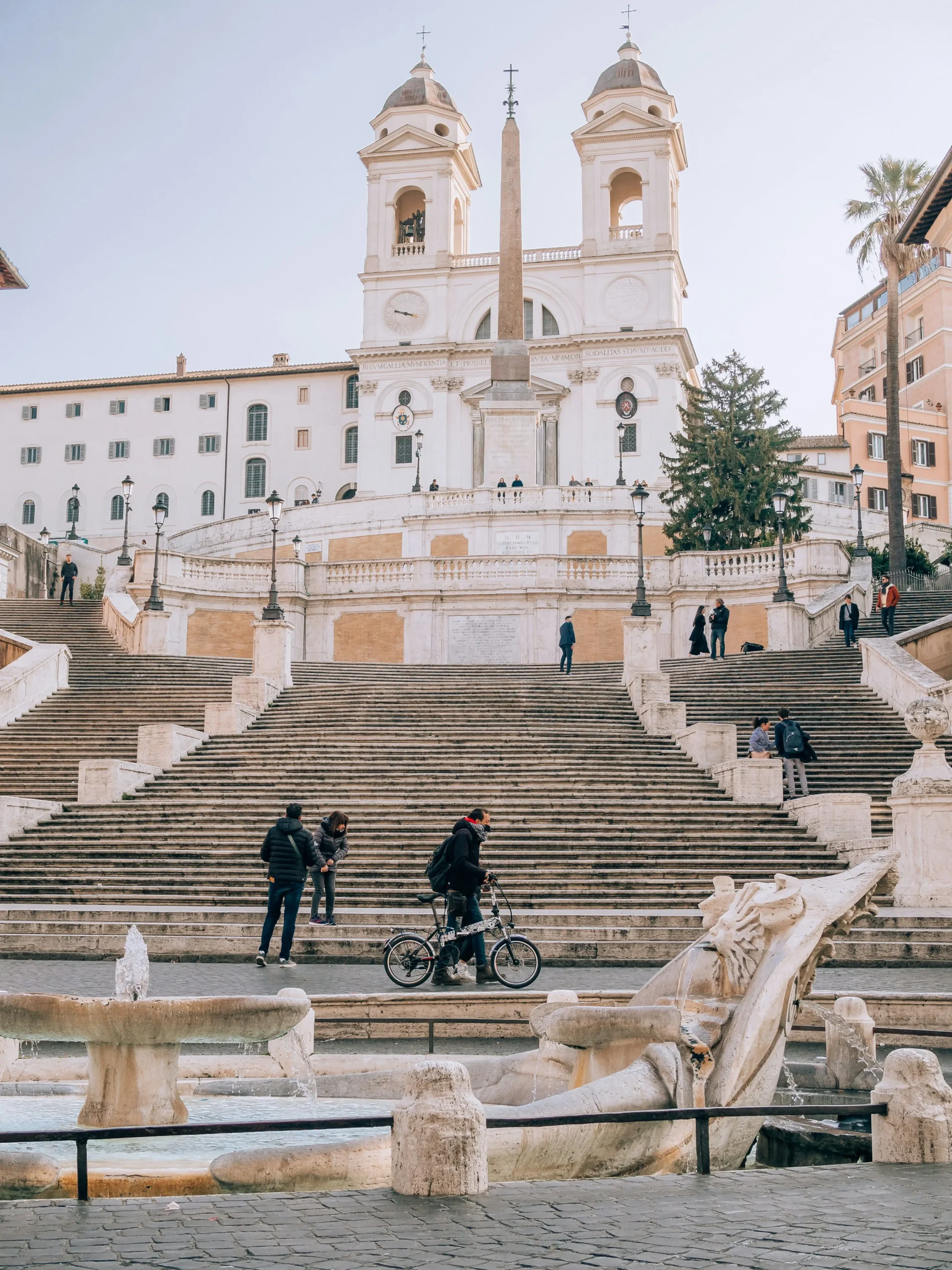Spanish Steps at Piazza di Spagna, Rome, front view of the iconic staircase.
